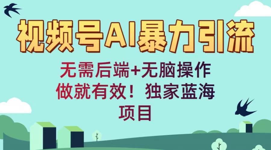 视频号AI暴力引流：无需后端+无脑操作，做就有效！独家蓝海项目